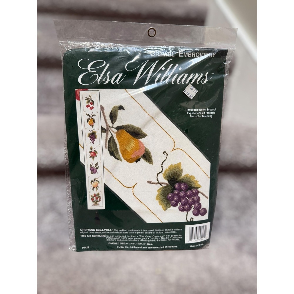 Vintage NOS  Elsa Williams Crewel Embroidery Kit Orchard Bellpull Cottagecore